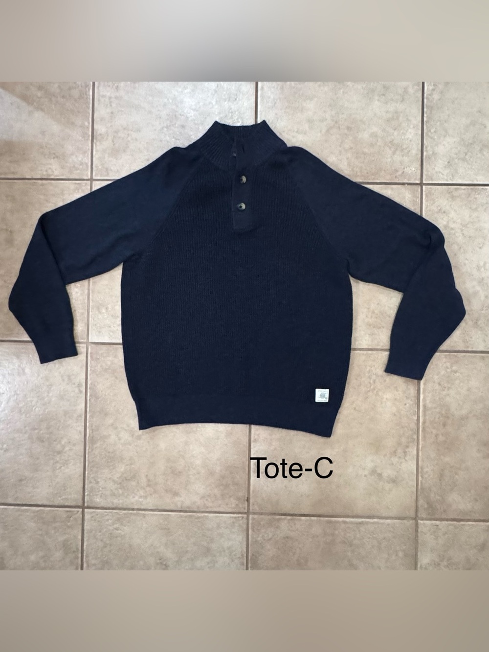 Weatherproof Vintage Men's Navy Turtleneck Button Pullover Sweater